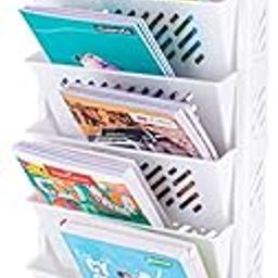 AVZEEGO Movable Bookshelf,Large Capacity Rotatable Plastic Rolling Organization Shelf,Utility Movable Book Rack for Kids Children Students Study in Bedroom Home School (6XL)-26