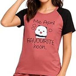 Women's Cotton Half Sleeve T-Shirt & Short Pyjama Set | Printed Top & Shorts Nightsuit Pair for Women | Casual Two-Piece Co-Ords Outfits (Pack of 1)-image-34