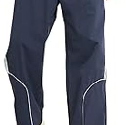 Unisex Navy Blue Piping Detail Baggy Parachute Pants-image-1