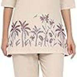 Embroidery Ethnic Co Ord Set | Casual Wear Pant Top Set | Fancy Co-Ord Set | Women Kurta Sets Kurtis | Women Kurta Pant Set Size L (Off-White)-image-82
