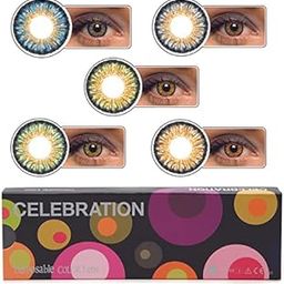 Celebration Color Weekly Coloured Contact Lenses 5 Pairs (Rainbow, 0.00)-image-12
