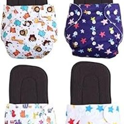 Kogar Print Reusable Cloth Button Diaper Reuse Nappy With Insert/Sokar Pad (0-3Y)-image-0