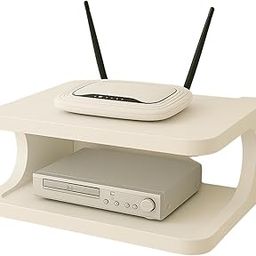 Sabri SHOPEE Engineered Wood Set Top Box Stand for Wall | Router Shelf for WiFi Modem | Compact Media Shelf Organizer 25x20x9 cm Wall Mounted Durable Finish Space-Saving Design (White)-picture-0