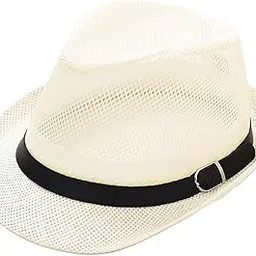 zacharias Men's Mesh Net Breathable Cowboy Fedora Hat f-02 (Free Size_Pack of 1)-picture-47