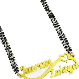 Personalized Couple Name Mangalsutra Gold plated Mangalsutra Name pendant Customized Jewelry Gifts for Women Wife with Chain Set of 1 (Couple name Infinity)-image-37