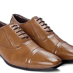 Men's Height Increasing Lace-up British Semi Brogue Oxford Shoes-image-41