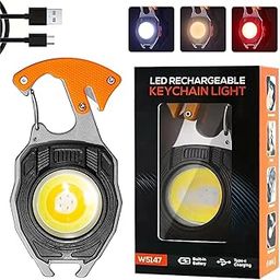 HUBTURE 800 Lumens Rechargeable Keychain LED Flashlight – 7 Mode COB Light with Lighter, Whistle, Bottle Opener, Magnet Base – Mini Multi-Tool for Outdoor, Emergency, Camping & Hiking-10