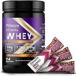 Fitspire Fit Nitra Whey Protein Combo | 100g Serving | 36g Protein | 7.76g BCAA | 100% Authentic Whey & No Adulteration | Muscle Growth & Recovery | Digezyme for Easy Digestion |-image-50