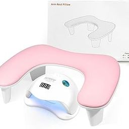 FBLXE Arm Rest for Nails Tech - U-shaped Manicure Nail Hand Rest Pillow Cushion, Big Microfiber Leather Nail Arm Rest Stand for Acrylic Nail Art Tech (Pink)-picture-10
