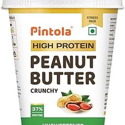 Pintola High Protein All Natural Peanut Butter | Unsweetened | 37% Protein | Imported Whey Protein and Roasted Peanuts (Crunchy, 1kg)-image-82
