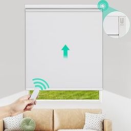 Allesin Motorized Roller Blinds with Remote Control for Windows, Blackout Smart Roller Shade, Battery Powered Smart Blind-White, 27"x72"-image-47