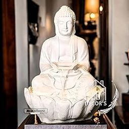 SwarnHouse Decors® Lotus Buddha Water Fountain for Home | Offic| Garden Big Size - 3 FT | Best Gift for Any Occasion | Beautiful Home Decor Items for Living Room (White)-image-70