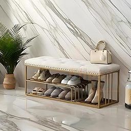 ObalTure Shoe Rack Bench, Sleeping Ottoman Bench Bed End Table Shoe Storage Bench Organizer Multipurpose Use for Entryway Hallway Closet Bedroom Living Room (Cream)-image-26