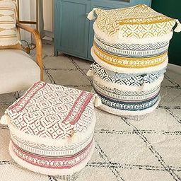 Pouf Cover Footrest Cushion Tufted Weaving Tassels Casual Textured Bedroom Prague Pink-image-54