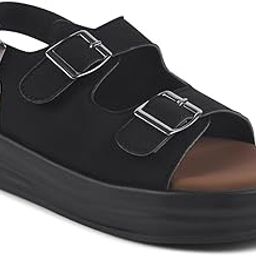 Buckle-Strap Black Platform Sandals-image-26