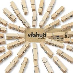 Vibhuti Crafts' Natural Wooden Clips/Pegs - 1.5 Inch Mini Wooden Clips - DIY Activities, Party Decorations, Hobby Crafts, Scrapbooking (Pack of 40)-image-19