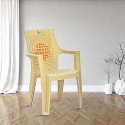 Nilkamal Golbe Plastic Chairs Set of 2 for Dining Room|Living Room|Balcony|Patio Chair|Indoor|Outdoor|Office Work & Shop| Strong & Sturdy Structure (Luxury Beige/Flame Orange)-image-45