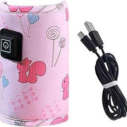 MYADDICTION USB Infant Bottle Heating Cover Bottle Feeding Warmer for Outdoor Pink-image-27