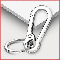 1 Pc Car Keyring & Keychain Ring Waist Hanging Metal Keychain Simple Holder Clip For Car, Bike, Office Home Keys, Silver-picture-40