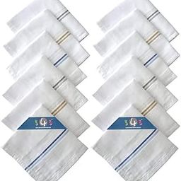 Men's 100% Cotton Formal Handkerchiefs (White Striped_42CM X 42CM)-image-93