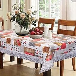 Kuber Industries Dining Table Cover 6 Seater|Table Cloth|Table Cover for Home, Restaurant|Checkered|Cream-picture-13