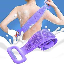 HIKIN SUPERMARKET 170cm (HEAVY DUTY) Silicone Back Scrubber for Shower – Double-Sided Body Exfoliator Brush with Long Handle – Bathing Accessories for Men & Women (PURPLE)-image-5