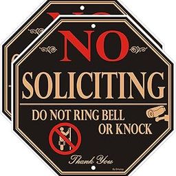 2 Pack No Soliciting Sign for House - 10" x 10" Aluminum Metal Yard Sign for Home, Do Not Ring Bell or Knock" No Solicitors No Solicitation Signs,Rustproof & Fade Resistant-image-48