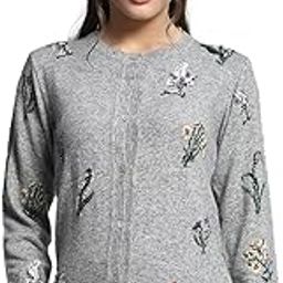 Womens Self Design Grey Round Neck Full Sleeve Cardigan_1243763RN-1-image-16