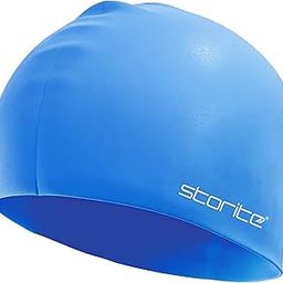 Storite Unisex Silicone Swim Cap Stretchable, Quick-Dry, Comfortable & Snag-Free | Durable Swimming Cap for Men & Women - Blue-image-11