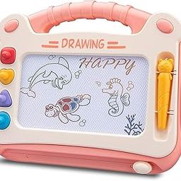 WISHKEY Plastic 2 in 1 Magic Slate Magnetic Drawing Erasable Doodle Pad Board 30.2 * 23.5 CM for Writing & Sketching, Fun Educational Learning Toys & Games for Boys & Girls(Pack of 1 Pink)-4
