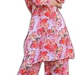 Red and White Cotton Printed Stitched Co Ord Set for Women-33