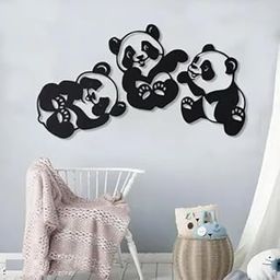 Kumawat Craft Decorative Panda Wall Art Set, Black and White, 3 Pieces, Nursery Room Decor-image-12