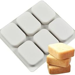 Skytail 6 Cavity Silicone Soap Mold Rectangle Bar Silicon Molds with Curved Edges for Soap Making Supplies DIY Brownies Cupcake, Cheesecake, Cornbread, Muffin Mould Tray 6-Slot (70 Grams) Pack of (1)-14