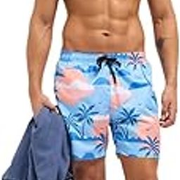 Men's Printed Swim Shorts with Drawstring Closure-image-49