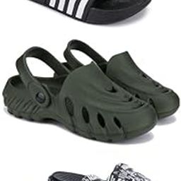 WINGSCRAFT Lightweight,Classic Slider || Sandals with Clogs for Men-Combo(3)-3024-3137-3103-10 Black-image-78