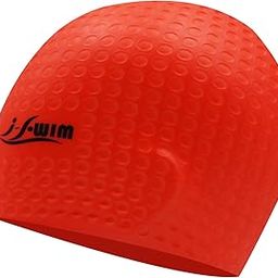 I-Swim Swimming Bubble Cap | for Adult | Fully Elastic Waterproof and Strechable | Tuck Stray Hair Underneath Cap | Protecting Hair from Chlorine | Material: Silicone | Size: Free | Color: Red-image-89