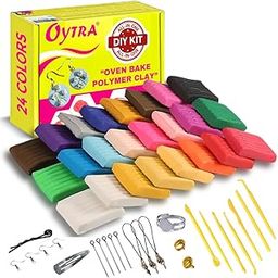 Oytra Polymer Oven Bake Clay Set 24 Colors with Jewelry Making Accessories Kit Tools Non Air Dry PVC Material Dough DIY Figurines Jewellery Sculpting Artists Beginners Professionals-10