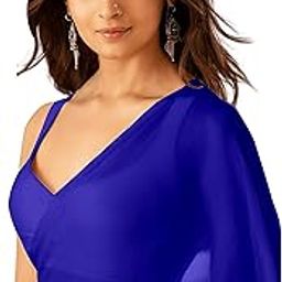 Women's Plain Pure Georgette Saree With Unstitched Blouse Piece (Rocky Aur Rani Ki Prem Kahani Alia Bhatt Saree)-image-82