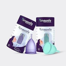 Imasafe Reusable Menstrual Cup for Women | Small Size with Free Pouch | Ultra Soft, Odour & Rash Free | 100% Medical Grade Silicone | Protection for Up to 8-10 Hours |Aquagreen + Purple-image-108