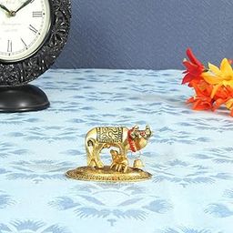 Handicrafts Paradise Cow Baby Showpiece in Metal Antique Gold Plated 3.25 X 2 X 2 Inch-image-93