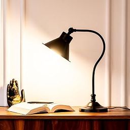 Divine Trends Study Desk Office Reading Curved Black Polished Table Lamp with Adjustable Head Shade Pack of 1-image-13