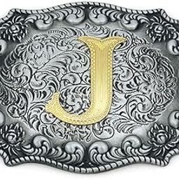 Western Belt Buckle Initial Letter ABCDJMS to Z- Cowboy Rodeo Belt Buckles for Women Men-image-9
