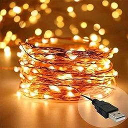 XERGY USB 50 LED 5 Meter Waterproof Fairy String Lights for Diwali Home, Christmas Tree Decoration, Starry String Lights, 2 M USB Powered Copper Wire Lights for Bedroom, Birthday, Wedding (Warm White)-10