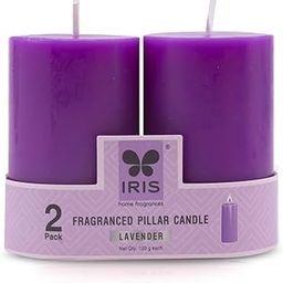 IRIS Wax Homefragrances Pack Of 2, Fragrance Pillar Candles- 120G Each- 2"X 3" (Lavender)-39