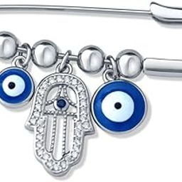 Pure 925 Sterling Silver Brooch/Lapel Pin | Nazar Suraksha Sterling Silver Saree/Brooch Pin for Women | Gift for her | (6.3 gms)-image-84