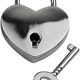 MYADDICTION Mini Padlock Heart Shape Luggage Case Padlock with Key Silver Antiques Silver Alloy Architectural & Garden | Hardware | Locks & Keys Antiques | Architectural & Garden | Hardware | Locks-picture-33