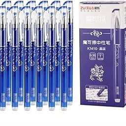 ADRP Erasable Pens for Smooth Writing – 0.35mm Gel Ink Pen Set of 12(Blue)| Smudge-Free, Heat-Sensitive Ink | Best for Students, Office, and Exam Use | Mistake-Proof Writing with Erasable Technology-29