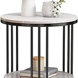 Weston Crafts Small Round Table Living Room Sofa Side Table with Wheels 2-Tier Corner Table Nightstand, 40x60CM (Color : Gold Black)-picture-18