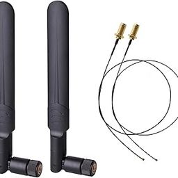 NISTECH 6dBi RP-SMA LTE Flat Whip Antenna 2.4GHz 5GHz Dual Band WiFi (Pack of 2) 1.13 Cable RP-SMA Female 30cm Antenna+2 x 30CM RP-SMA IPEX (2 pcs)-26