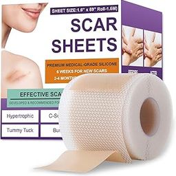 NESTIFY Silicone Scar Sheets Medical Grade Silicone Scar Tape,Scar Strips for Surgery, Csection,Keloid, Burn, Safe and Painless Scar Removal (1.6 x 120 Inch)-image-98